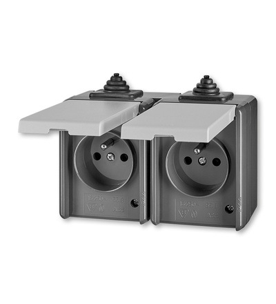 ABB Zásuvka 2násobná, průběžná, s ochranou před přepětím, IP44 5598-2069 S