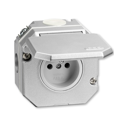 ABB Zásuvka jednonásobná s víčkem, Al, IP55 5518-2750 39