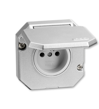 ABB Zásuvka jednonásobná vestavná s víčkem, Al, IP55 5518-2790 39