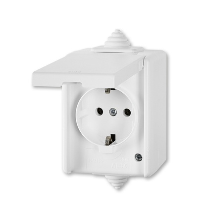 ABB Zásuvka jednonásobná IP44, s ochr. kontakty (podle DIN), s víčkem 5518-3969 B