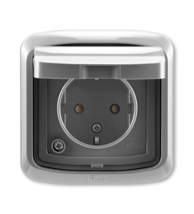 ABB Zásuvka 1nás. s bočními kontakty, s clonkami, víčkem, rámečkem, s drápky, IP44 5518A-3999 S2