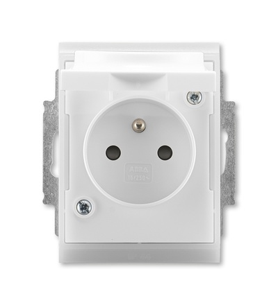 ABB Zásuvka jednonásobná s ochr. kolíkem, s clonkami, víčkem, s drápky, IP44 5518E-A02999 01