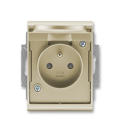 ABB Zásuvka jednonásobná s ochr. kolíkem, s clonkami, víčkem, s drápky, IP44 5518E-A02999 33