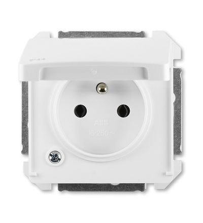 ABB Zásuvka jednonásobná s clonkami a víčkem, s drápky, IP44 5518G-A02989 B