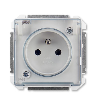 ABB Zásuvka jednonásobná s clonkami a víčkem, s drápky, IP44 5518G-A02989 B1