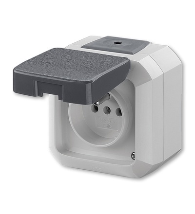 ABB Zásuvka jednonásobná s ochranným kolíkem, s víčkem, IP54 5518N-C02510 S
