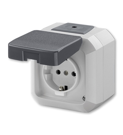 ABB Zásuvka jednonásobná IP54, s ochr. kontakty (podle DIN), s víčkem 5518N-C03510 S