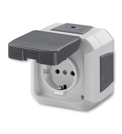 ABB Zásuvka jednonásobná IP54, s ochr. kontakty (podle DIN), s víčkem 5518N-C03540 S