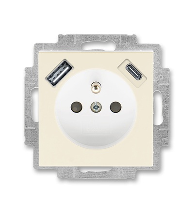 ABB Zásuvka 1násobná s kolíkem, s clonkami, s nabíjením USB-A, USB-C 5569H-A32357 17
