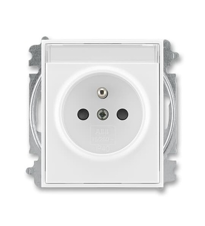 ABB Zásuvka jednonásobná s ochranným kolíkem, s clonkami, s popisovým polem (typ 6619) 6619E-A06352 03