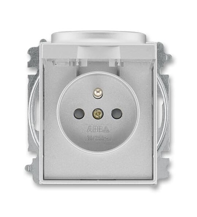ABB Zásuvka jednonásobná s ochranným kolíkem, s clonkami, s víčkem (typ 6619) 6619E-A06397 08