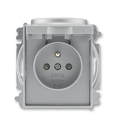 ABB Zásuvka jednonásobná s ochranným kolíkem, s clonkami, s víčkem (typ 6619) 6619E-A06397 36