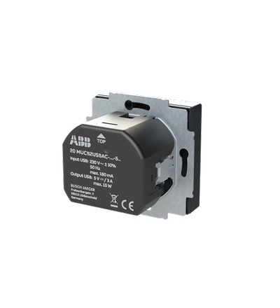 ABB Zásuvka 1násobná s kolíkem, s clonkami, s nabíjením USB-A, USB-C 2CKA002017A1913