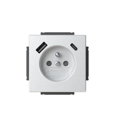 ABB Zásuvka 1násobná s kolíkem, s clonkami, s nabíjením USB-A, USB-C 2CKA002017A1915