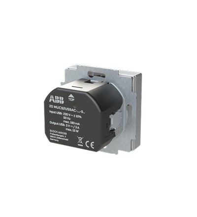 ABB Zásuvka 1násobná s kolíkem, s clonkami, s nabíjením USB-A, USB-C 2CKA002017A1915