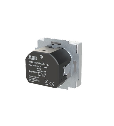 ABB Zásuvka 1násobná s kolíkem, s clonkami, s nabíjením USB-A, USB-C 2CKA002017A1916
