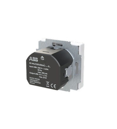 ABB Zásuvka 1násobná s kolíkem, s clonkami, s nabíjením USB-A, USB-C 2CKA002017A1918