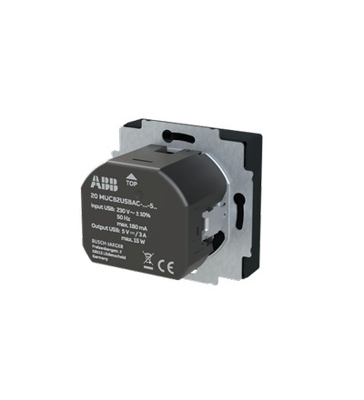 ABB Zásuvka 1násobná s kolíkem, s clonkami, s nabíjením USB-A, USB-C 2CKA002017A1919