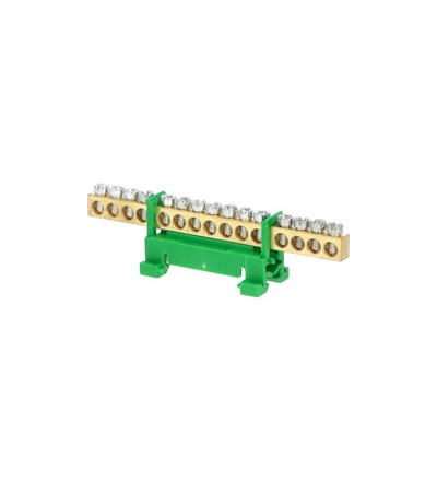 Můstek PE 15 (svorkovnice 15x16mm2), nekrytý IP00, zelený, 63A, na DIN, ELEMAN 1000010