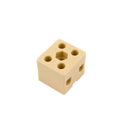 Svorkovnice keramická AK 2/15 ST (2-1602-2/ST), 2pól., 2x10mm2, 32A, T350, steatit(okrová), ELEMAN 1000042