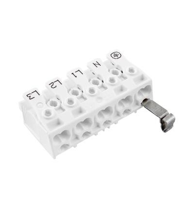 Svorkovnice SLK 3/5 E-ST (E-N-L1-L2-L3) pro svítidla, bezšroubová, PC, bílá /88165882, ELEMAN 1000143
