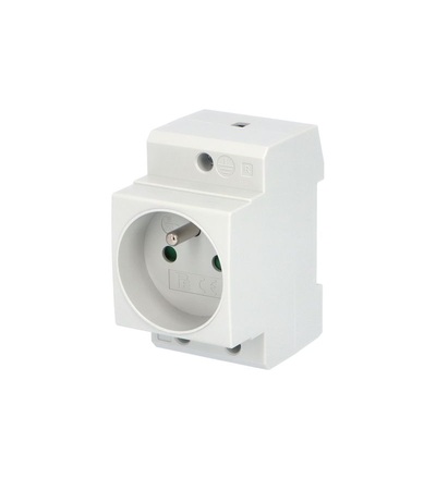 Zásuvka VES-F 230V/16A s ochr. kolíkem, na DIN lištu, šedá /6334791, ELEMAN 1000385