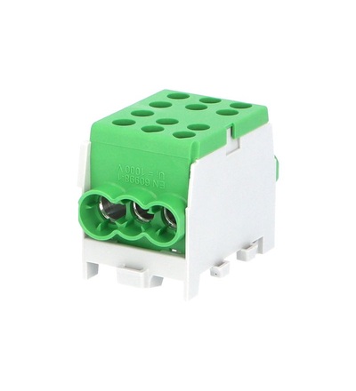 Svorkovnice rozbočovací HLAK 35-1/4 M2 GG, 100A, 1pól., AL/CU, IP20, zelená,na DIN/2080180, ELEMAN 1000863