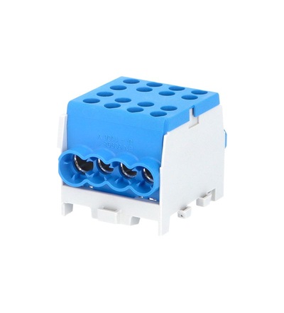 Svorkovnice rozbočovací HLAK 35-1/6 M2 BL, 100A, 1pól., AL/CU, IP20, modrá, na DIN/2080184, ELEMAN 1000866
