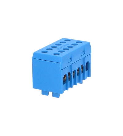 Můstek N 8+4 (svork.8x16mm2, 4x25mm2) krytý dvouřadý, IP20, modrý, 130A, na DIN /2020239, ELEMAN 1001112