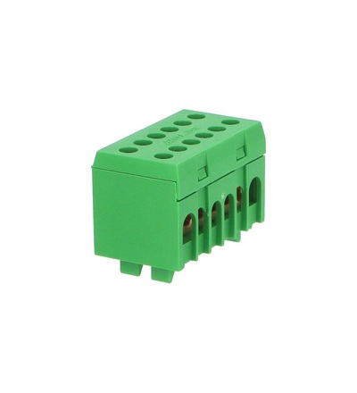 Můstek PE 8+4 (svork.8x16mm2, 4x25mm2) krytý dvouřadý, IP20, zelený, 130A, na DIN /2020240, ELEMAN 1001201