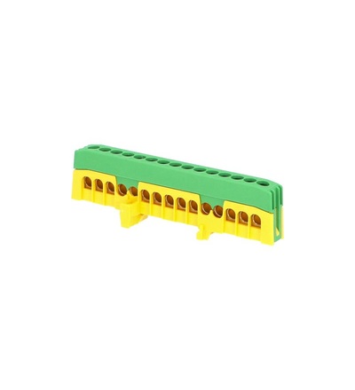 Můstek PE 15-F2 (svorkovnice 15x16mm2), krytý IP20, zeleno-žlutý, 63A, na DIN /2020273, ELEMAN 1001320