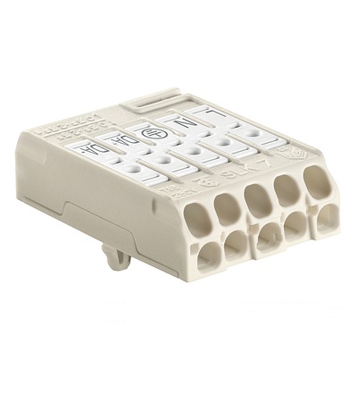 Svorkovnice SLK 7/5 E-PIEC (L-N-E-DA+-DA-) pro svítidla, bezšroubová, PC, bílá /88168391, ELEMAN 1001641