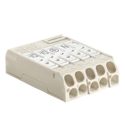 Svorkovnice SLK 7/5 OF TAPE (L-N-E-DA+-DA-) pro svítidla, bezšroubová, PC, bílá /88168392, ELEMAN 1001642