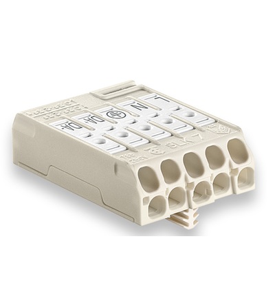 Svorkovnice SLK 7/5 ALP M4 E-SCHR (L-N-E-DA+-DA-) pro svítidla, bezšr., PC, bílá /88168393, ELEMAN 1001643