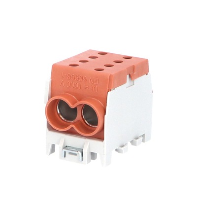 Svorkovnice rozbočovací HLAK 70 1/2 M2, 250A, 1pól., AL/CU, IP20, hnědá, na DIN /2080196, ELEMAN 1003144