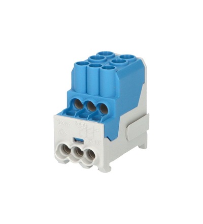 Blok pro rozdělení fází UVB 100 N, 1pól., 101A, AL/CU, 1000V, modrý, na DIN, ELEMAN 1003203