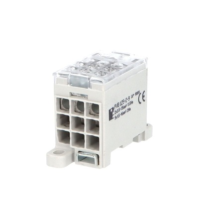 Blok pro rozdělení fází PVB 125-2-9, 1pól., AL/CU, 125A, 1000V, šedý, na DIN, ELEMAN 1003954