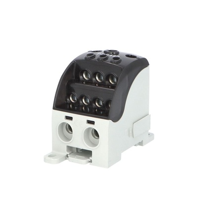 Blok pro rozdělení fází PDB 490, 1pól., 490A, 1000V, černý/průhl. víko, na DIN, ELEMAN 1004084