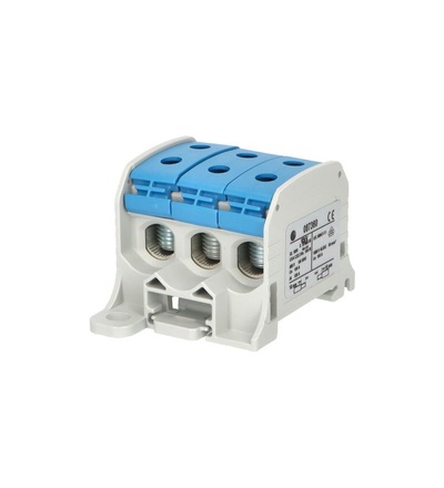 Svorka univerzální RKA 50 1/6 N, 150A, 1pól. (6x vstup), AL/CU, modrá, na DIN/na panel, ELEMAN 1006025