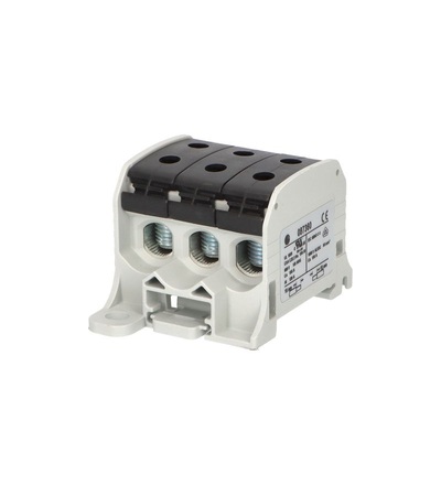 Svorka univerzální RKA 50 1/6 L S, 150A, 1pól. (6x vstup), AL/CU, černá, na DIN/na panel, ELEMAN 1006028