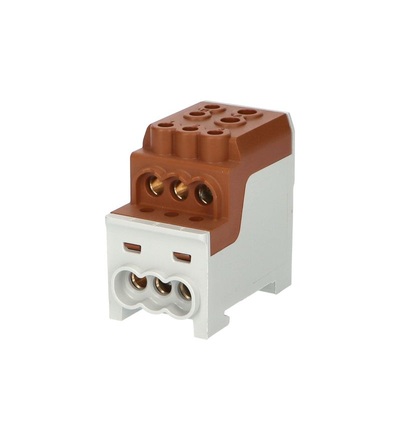 Blok pro rozdělení fází UVB 200 L B, 1pól., 200A, 1000V, hnědý, na DIN, ELEMAN 1006067