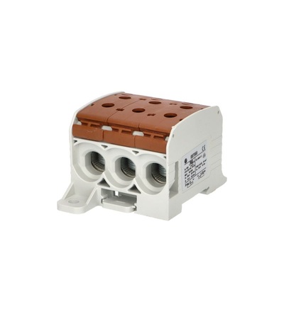 Svorka univerzální RKA 95 1/6 L B, 232A, 1pól. (6x vstup), AL/CU, hnědá, na DIN/na panel, ELEMAN 1006073