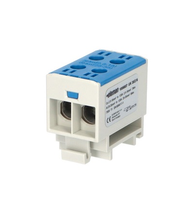 Svorka univerzální UK 35/2 N, 135A, 1pól., AL/CU, krytá, modrá, na DIN, ELEMAN 1006607