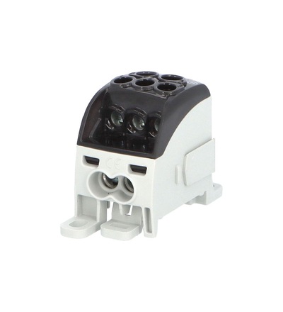 Blok pro rozdělení fází PDB 160, 1pól., 164A, 1000V, černý/průhl. víko, na DIN, ELEMAN 1006712