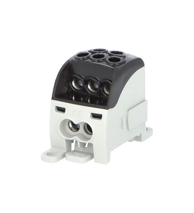 Blok pro rozdělení fází PDB 210, 1pól., 214A, 1000V, černý/průhl. víko, na DIN, ELEMAN 1006717