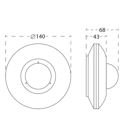 Pohybové čidlo ORBIS CIRCUMAT PRO CR 12 M -  360°, IP44, 10A/230V, stropní, mon. výška 12M, ELEMAN 1008065