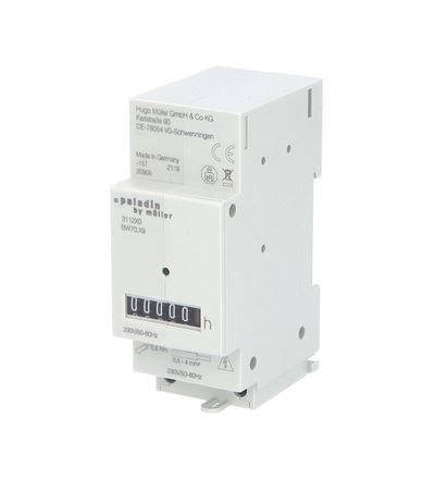 Počítadlo provoz. hodin PALADIN 311270 (BW 70.29), 230V, 50Hz, 2mod., šedé, na DIN lištu, ELEMAN 1008142