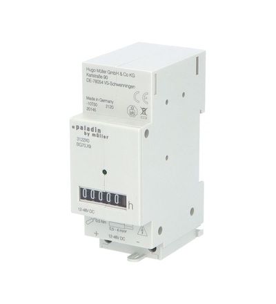 Počítadlo provoz. hodin PALADIN 312270 (BG 70.29), 12-48V DC, 2mod., šedé, na DIN lištu, ELEMAN 1008144