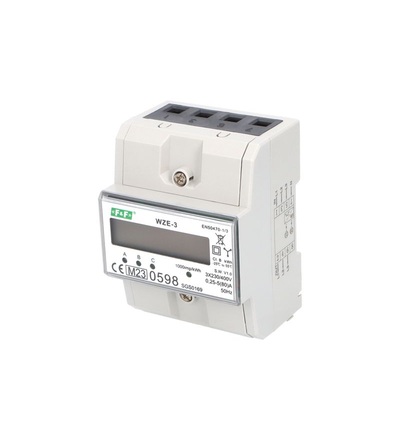 Elektroměr WZE-3 80A MID, 4,5mod., LCD, 3-fáz., 1-tar., fakturační, ELEMAN 1008834