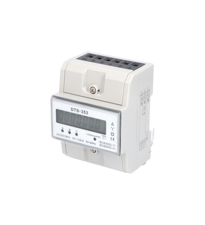 Elektroměr DTS 353-L X/5A, 4,5mod., LCD, 3-fáz., 1-tar., podružný, nepřímé měř., ELEMAN 1008970